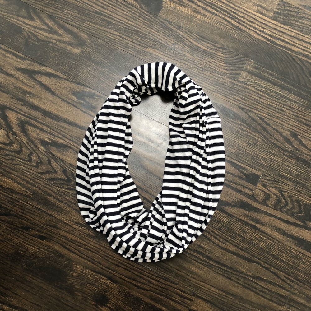 Echo navy and white striped infinity scarf